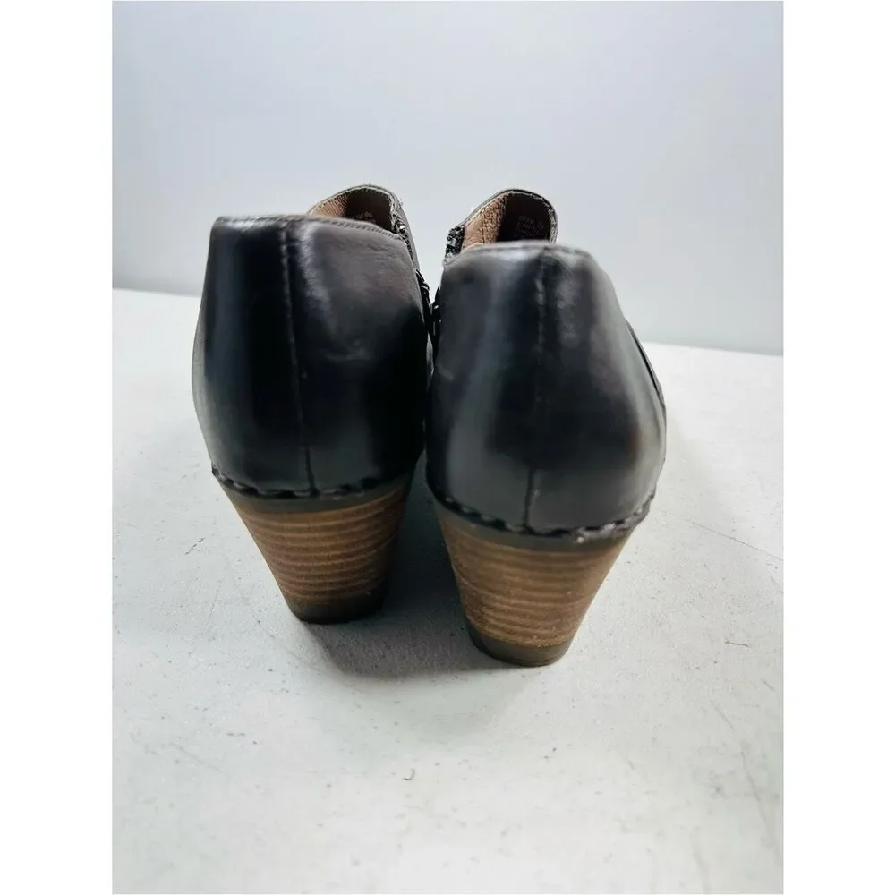 Dansko Sheena Slouchy Wedge Leather 1253107200 Black booties 36-6